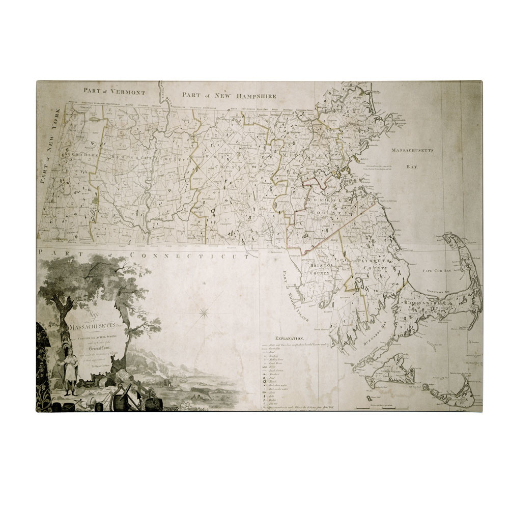 Map Of The State Of Massachusetts 1801' 14 X 19 Canvas Art