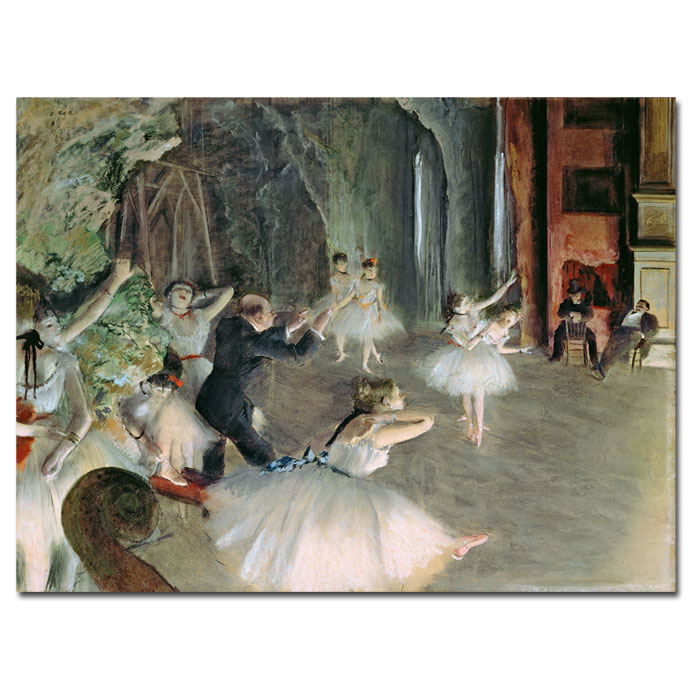 Edgar Degas 'The Rehearsal Of The Ballet On Stage' 14 X 19 Canvas Art