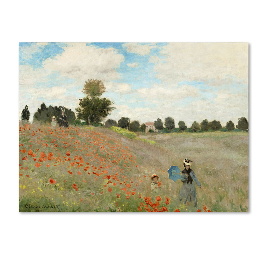 Claude Monet 'Wild Poppies Near Argenteuil' 14 X 19 Canvas Art
