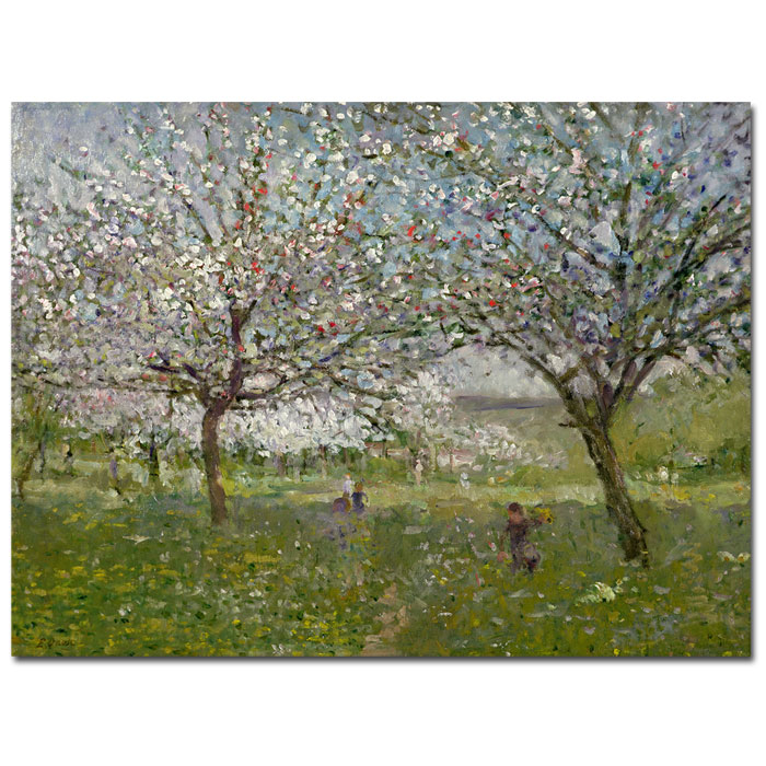 Ernest Quost 'Apple Trees In Flower' 14 X 19 Canvas Art
