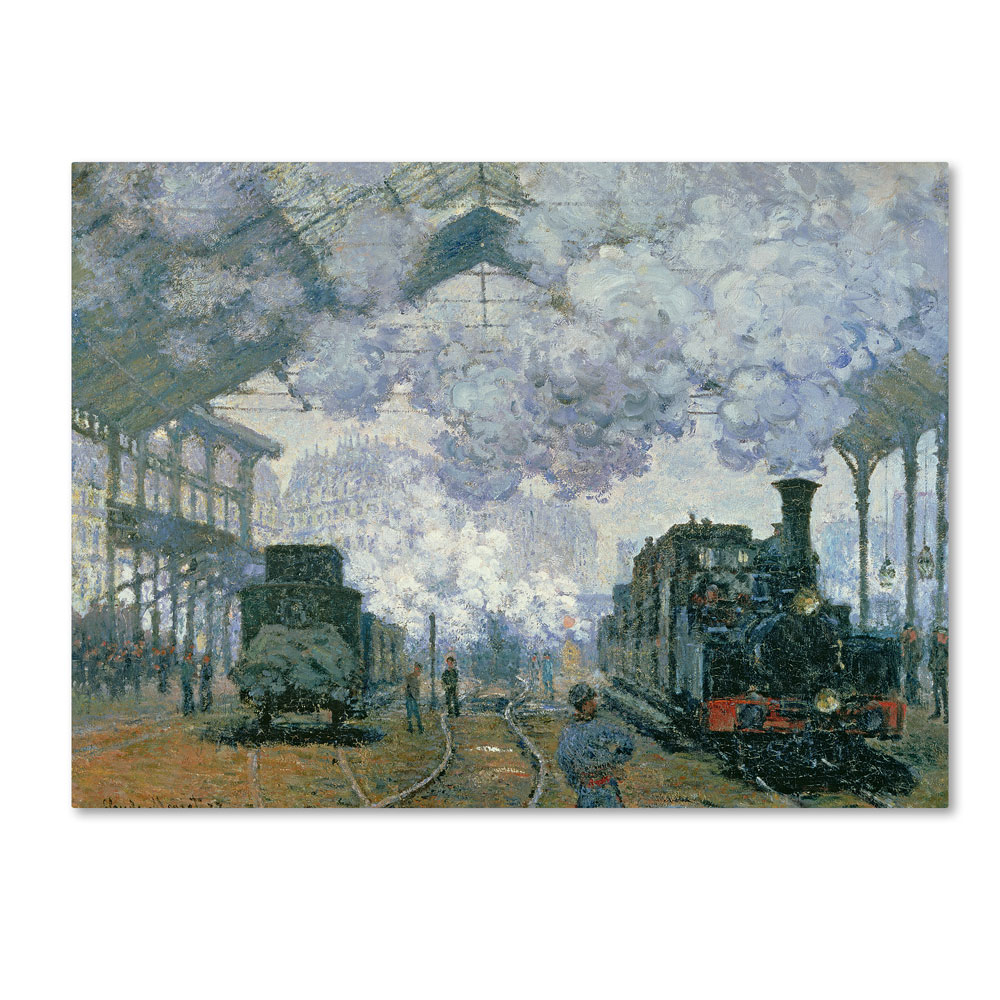Claude Monet 'Gare Saint-Lazare Arrival Of A Train' 14 X 19 Canvas Art