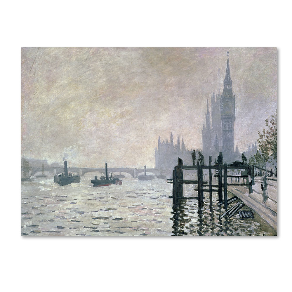 Claude Monet 'The Thames Below Westminster' 14 X 19 Canvas Art