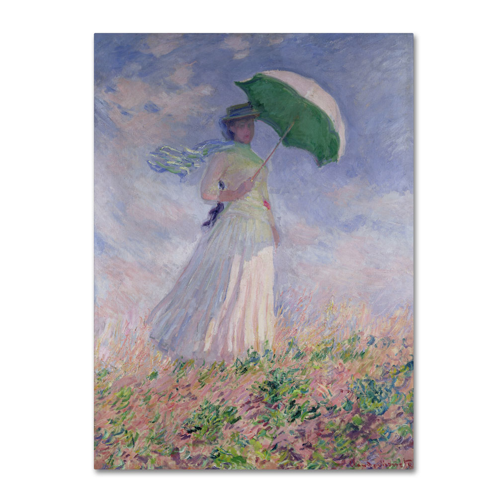 Claude Monet 'Woman With A Parasol' 14 X 19 Canvas Art