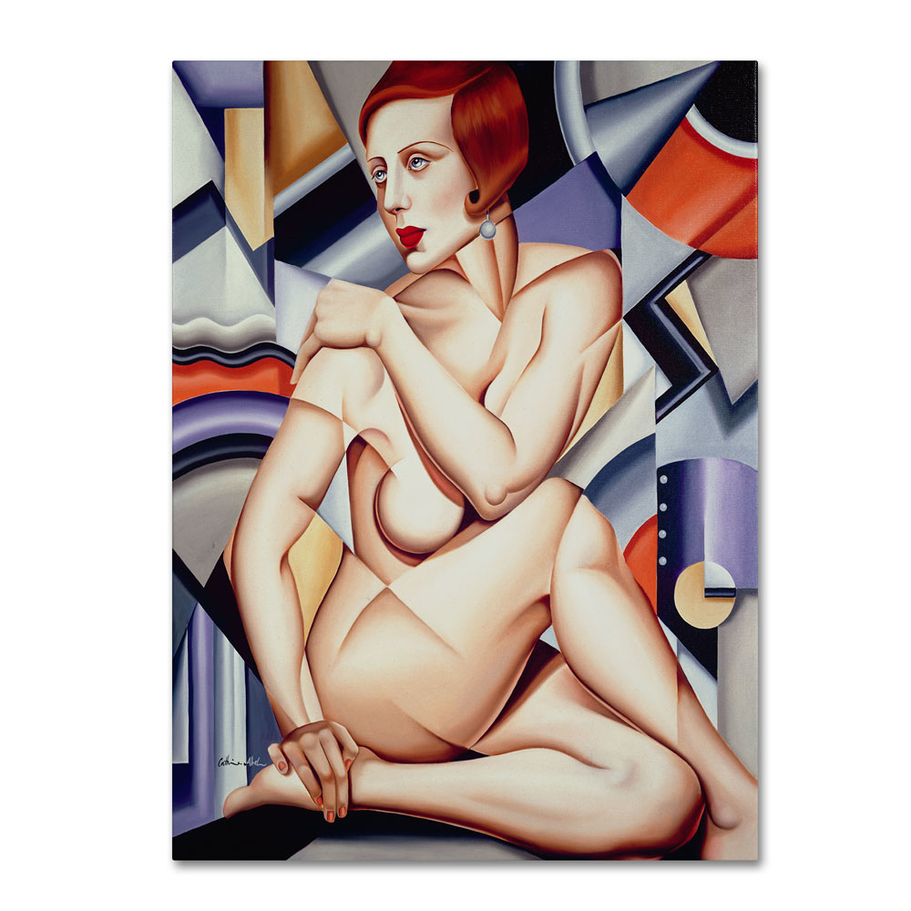 Catherine Abel 'Cubist Nude Orange And Purple' 14 X 19 Canvas Art