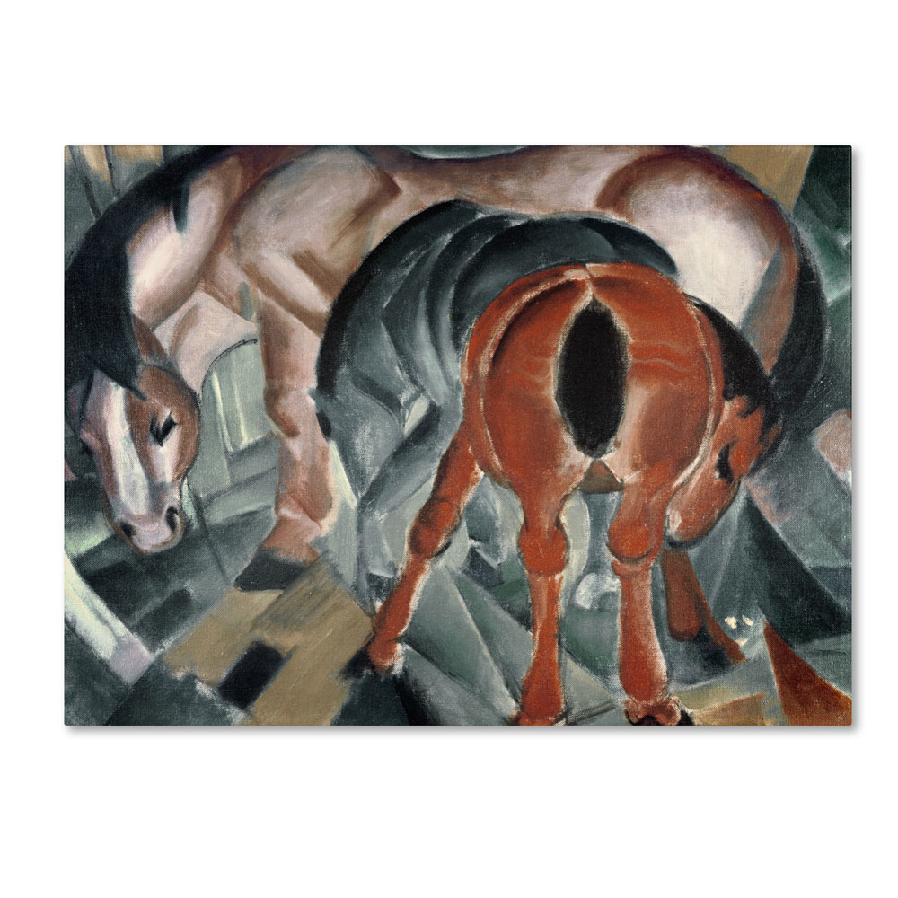 Franz Marc 'Horse With Two Foals 1912' 14 X 19 Canvas Art