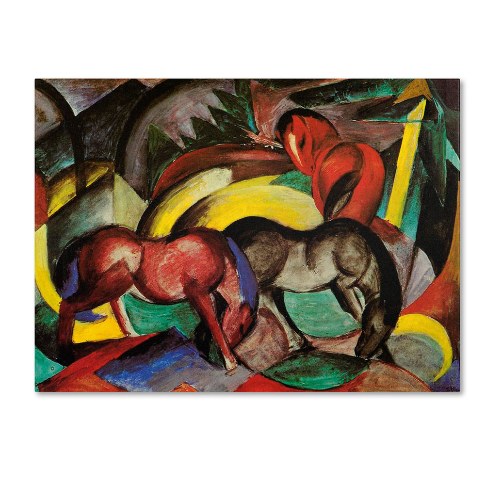 Franz Marc 'Three Horses 1912' 14 X 19 Canvas Art