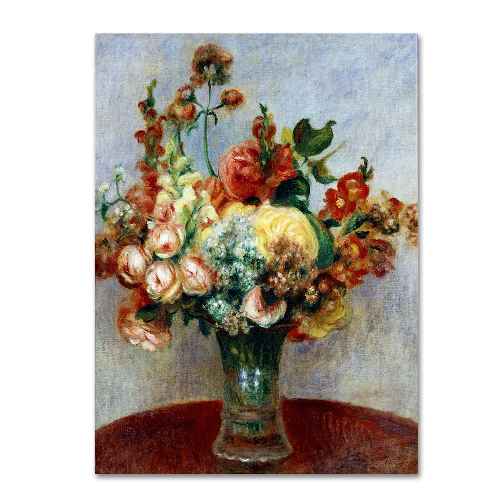 Pierre Renoir 'Flowers In A Vase 1898' 14 X 19 Canvas Art