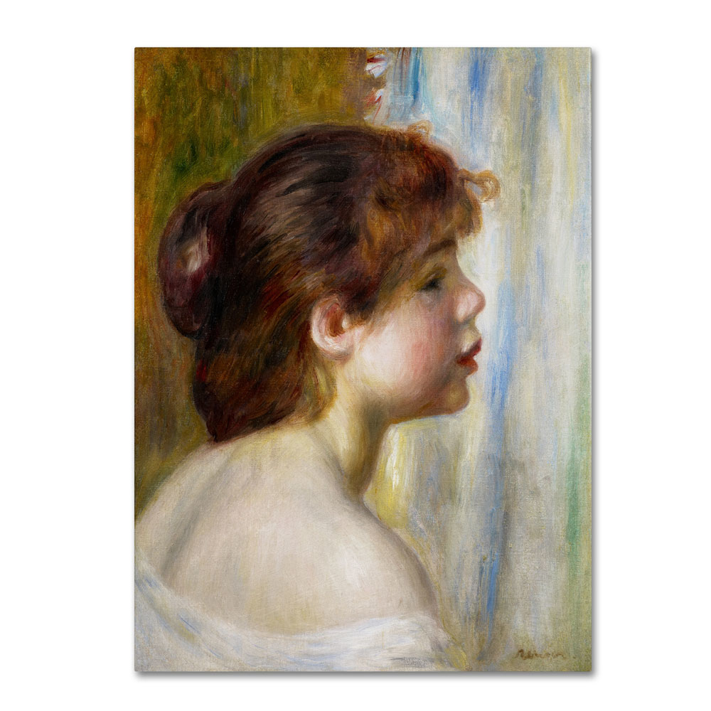 Pierre Renoir 'Head Of A Young Woman' 14 X 19 Canvas Art