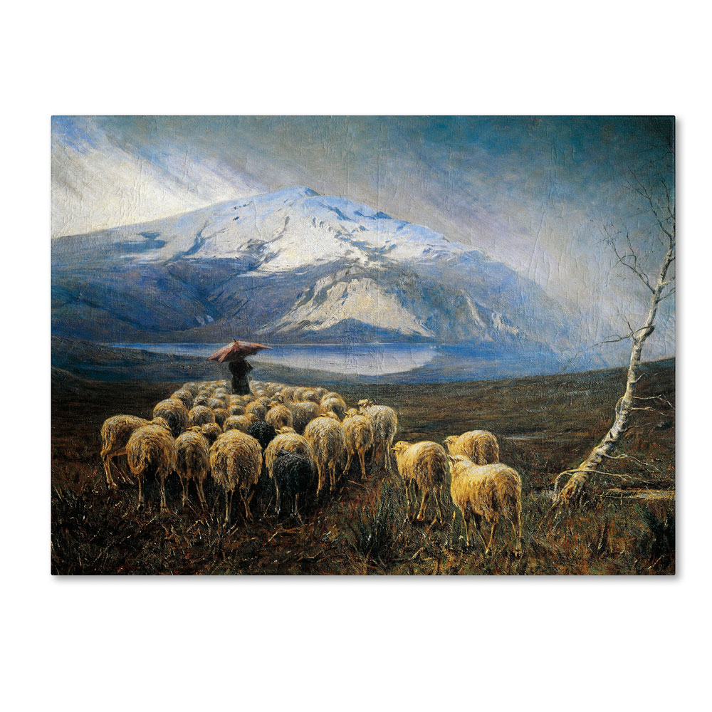 Achilles Tominetti 'Mountain Landscape With Rain' 14 X 19 Canvas Art