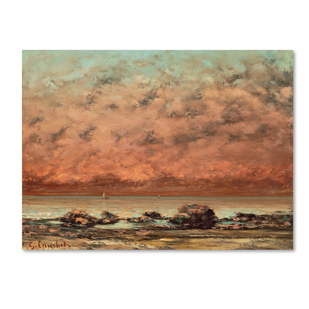 Gustave Courbet 'The Black Rocks At Trouville' 14 X 19 Canvas Art
