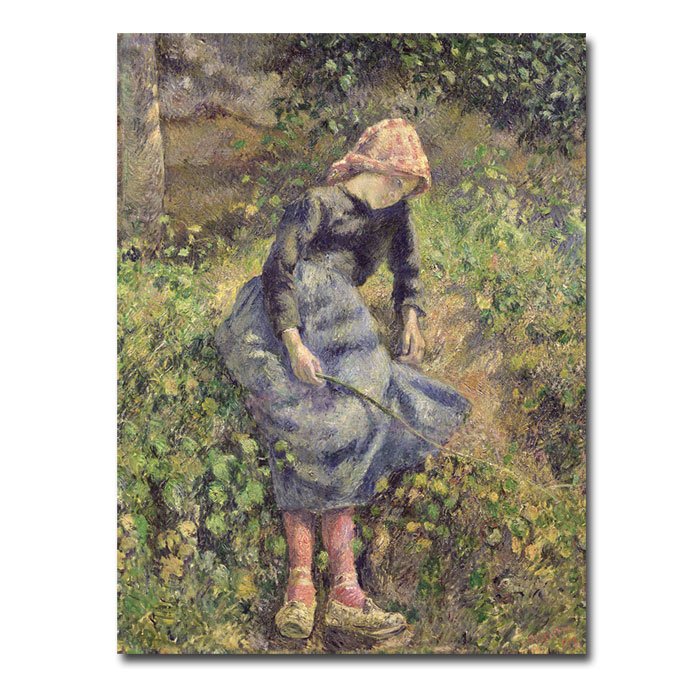 Camille Pissarro 'Girl With A Stick 1881' 14 X 19 Canvas Art