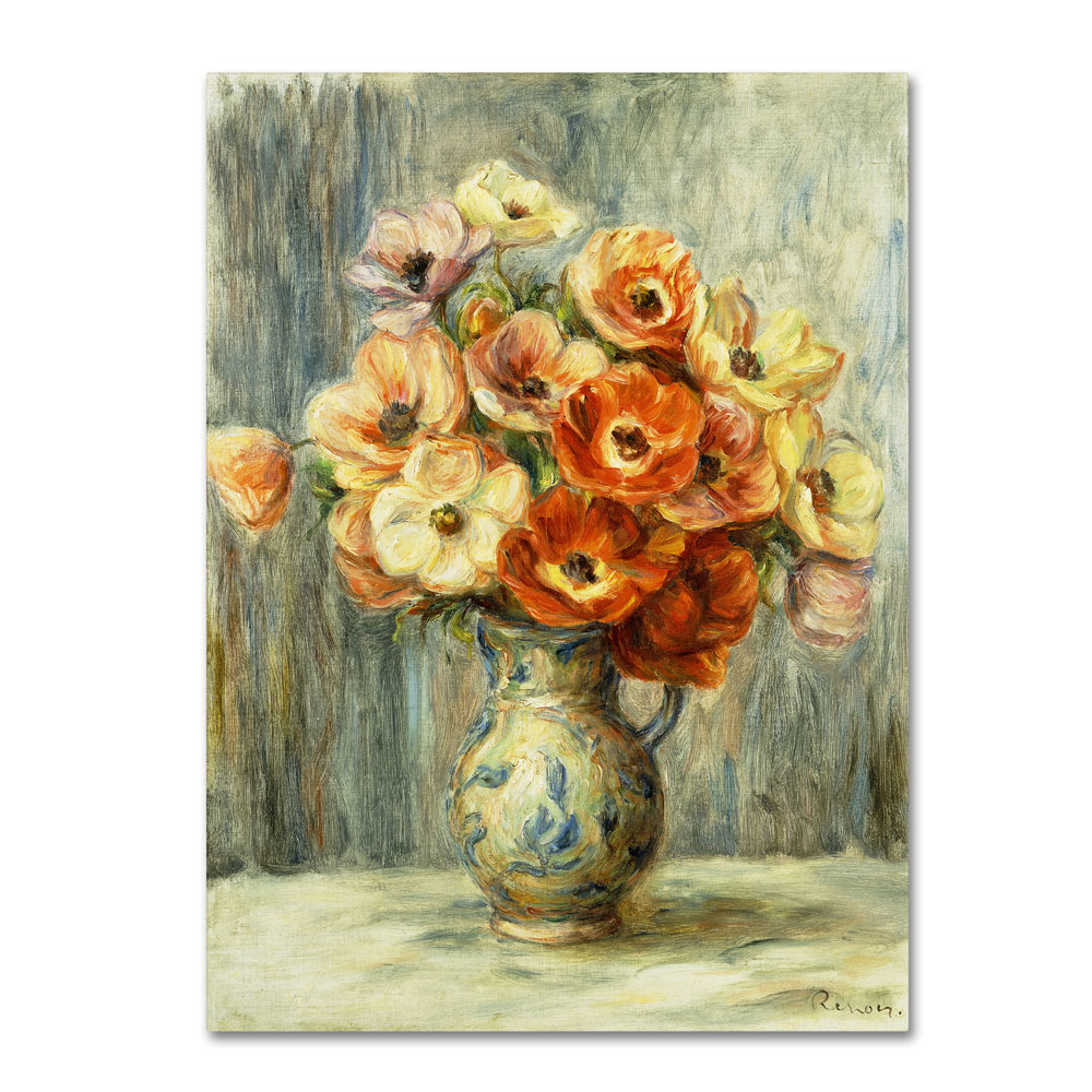 Pierre Renoir 'Vase D'Anemones' 14 X 19 Canvas Art