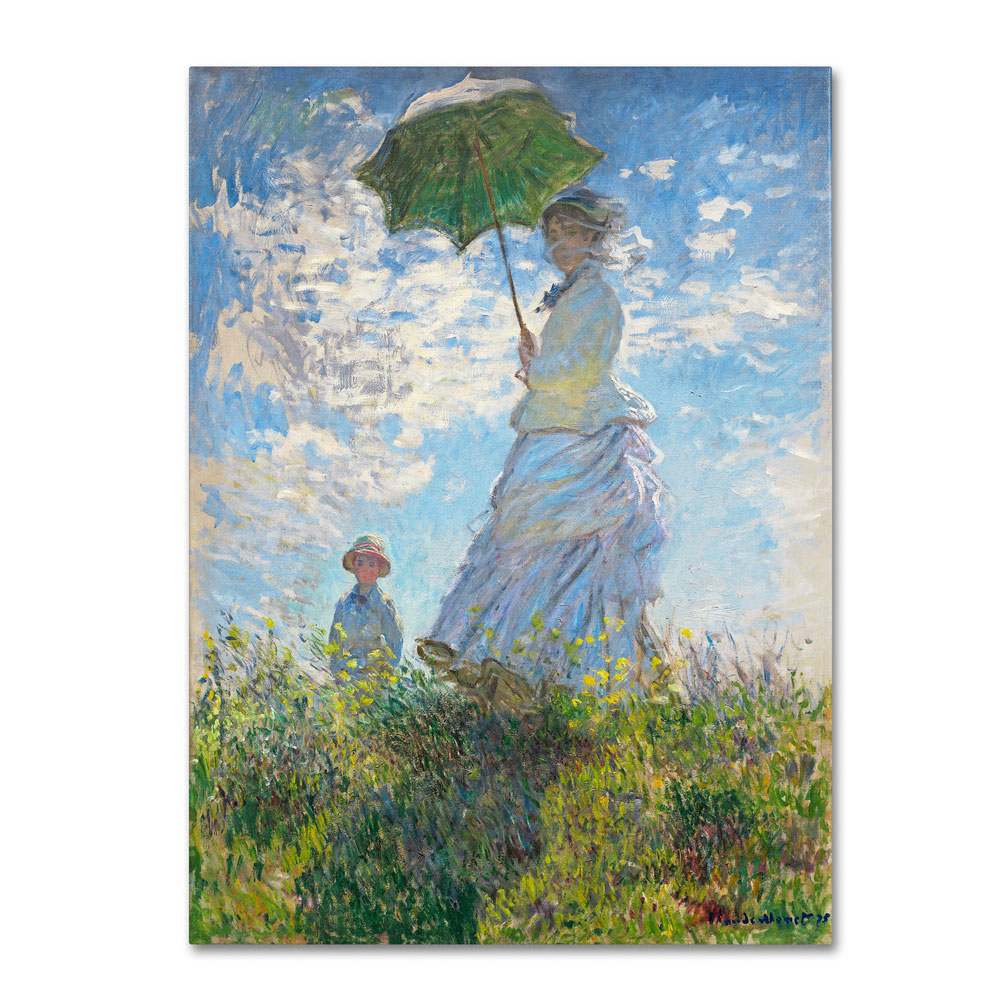 Claude Monet 'Woman With A Parasol 1875' 14 X 19 Canvas Art