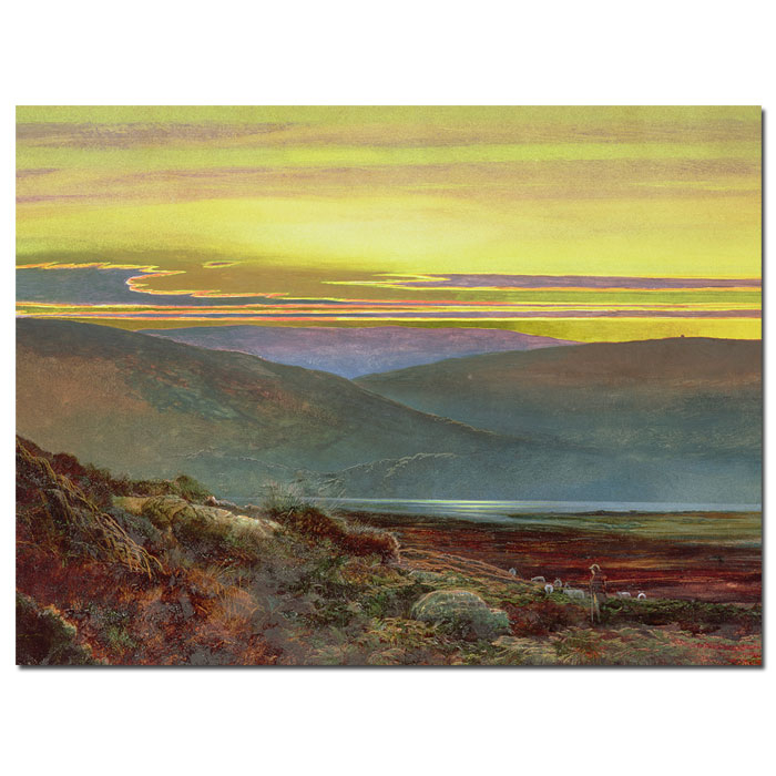 John Grimshaw 'A Lake Landscape At Sunset' 14 X 19 Canvas Art