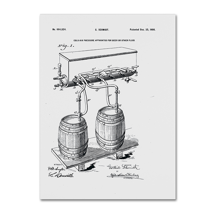 Claire Doherty 'Art Of Brewing Beer Patent White' 14 X 19 Canvas Art