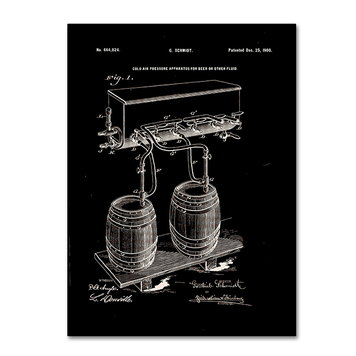 Claire Doherty 'Art Of Brewing Beer Patent Black' 14 X 19 Canvas Art