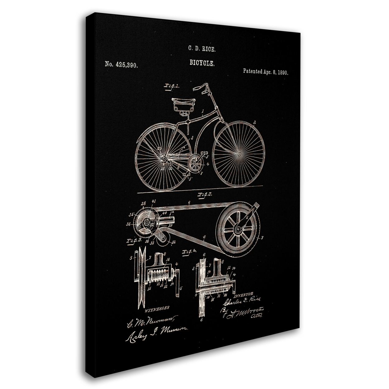Claire Doherty 'Bicycle Patent 1890 Black' 14 X 19 Canvas Art