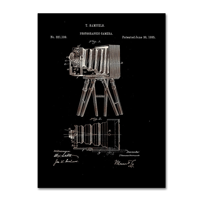 Claire Doherty 'Photographic Camera Patent 1885 Black' 14 X 19 Canvas Art