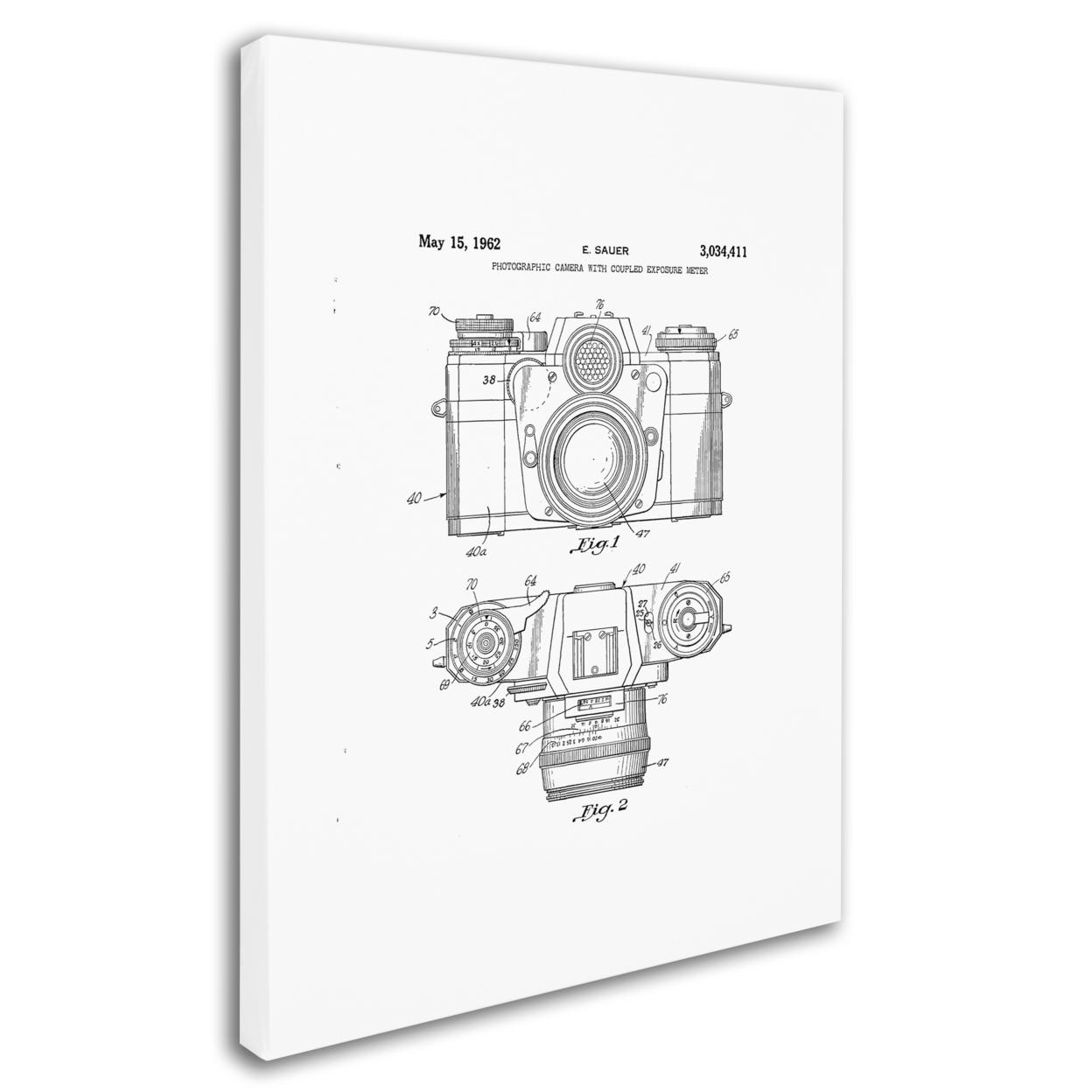 Claire Doherty 'Photographic Camera Patent 1962 White' 14 X 19 Canvas Art