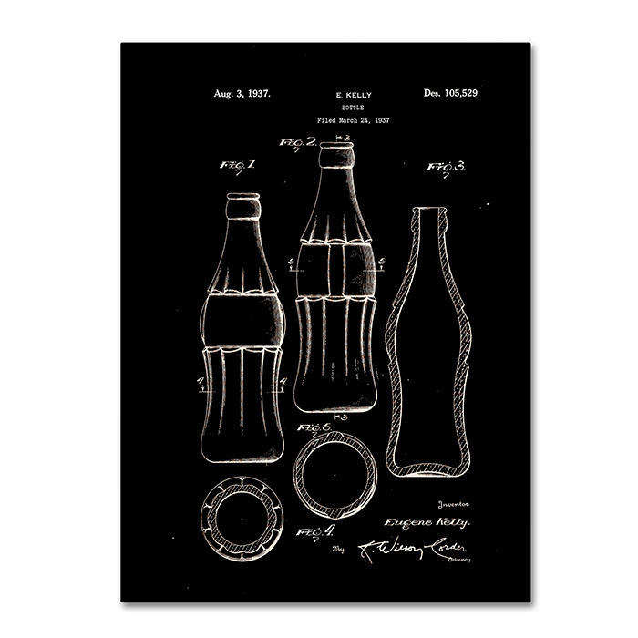 Claire Doherty 'Coca Cola Bottle Patent 1937 Black' 14 X 19 Canvas Art