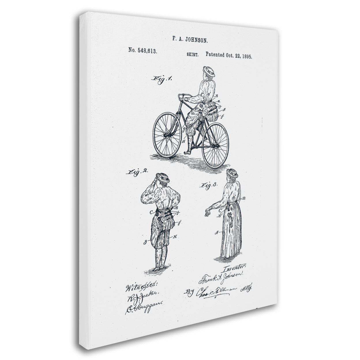 Claire Doherty 'Cycling Skirt Patent 1885 White' 14 X 19 Canvas Art