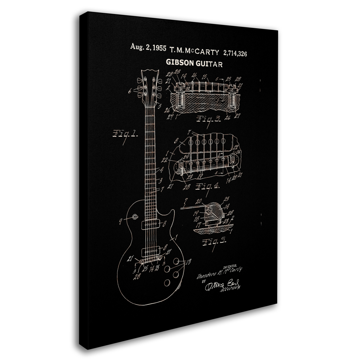 Claire Doherty '1955 Mccarty Gibson Guitar Patent Black' 14 X 19 Canvas Art
