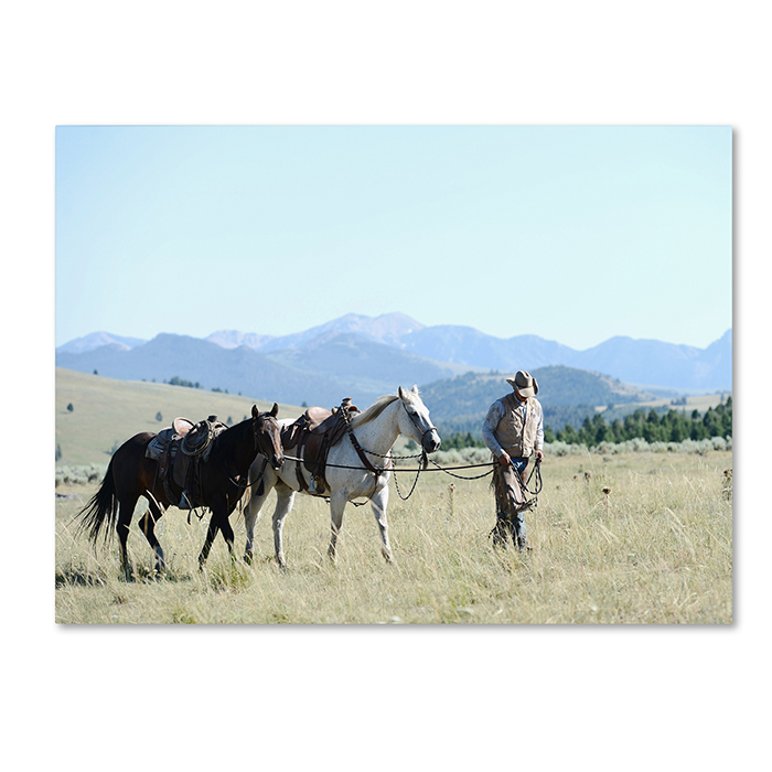 Preston 'Montana Horse Rancher' 14 X 19 Canvas Art