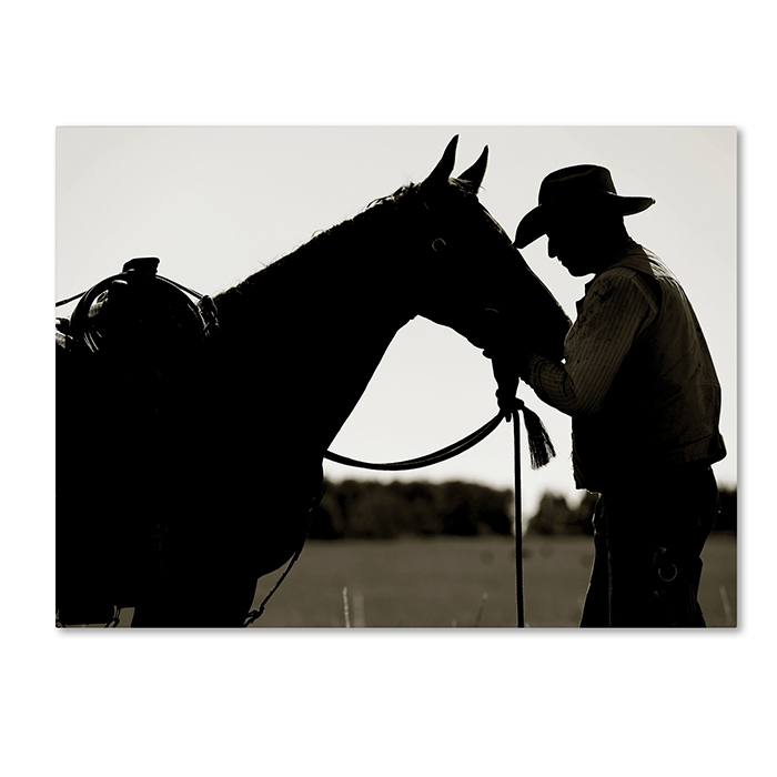 Preston 'Montana Horse Rancher Shadow' 14 X 19 Canvas Art