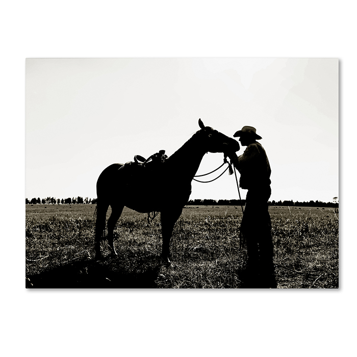 Preston 'Montana Horse Rancher Shadow 2' 14 X 19 Canvas Art