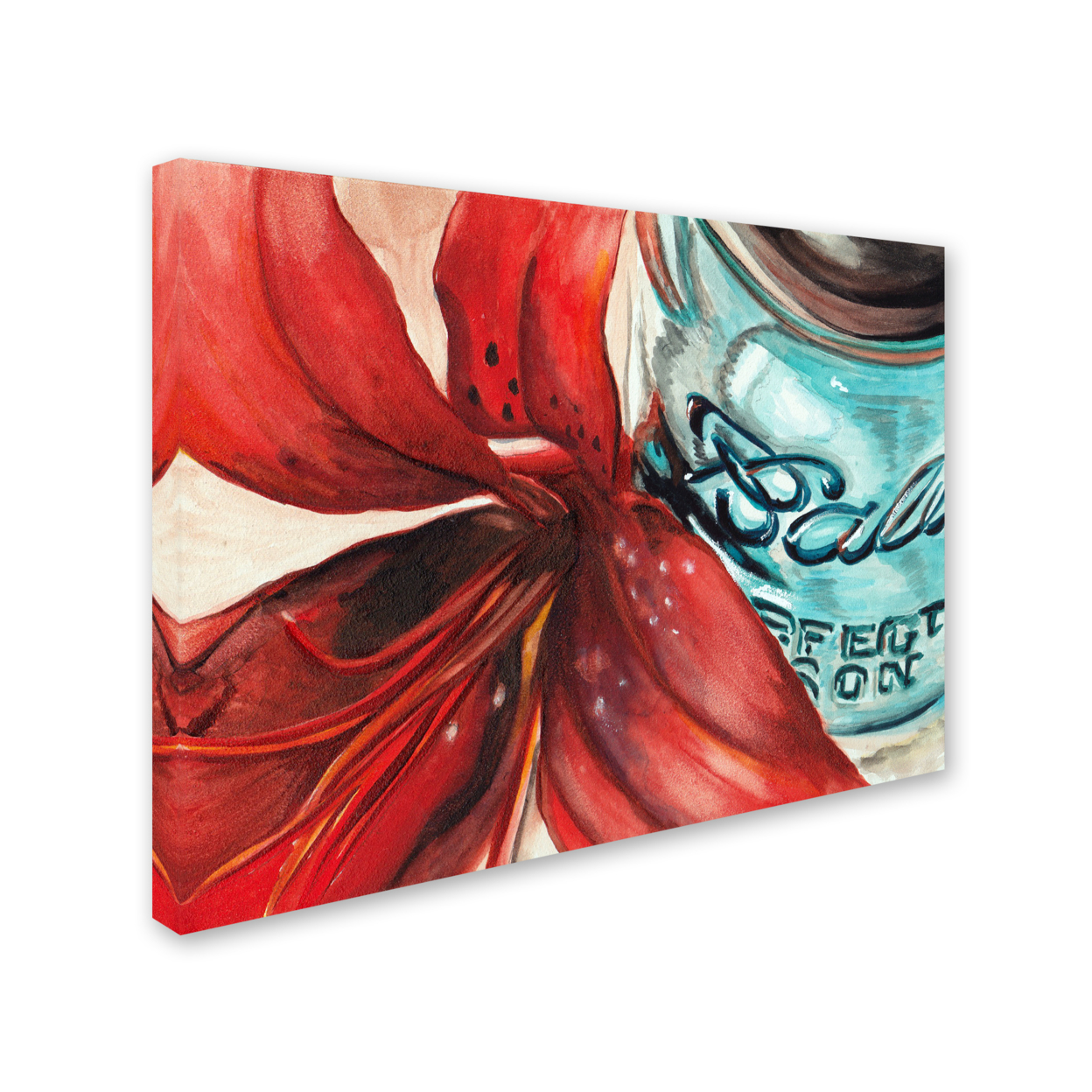 Jennifer Redstreake 'Ball Jar Red Lily' 14 X 19 Canvas Art