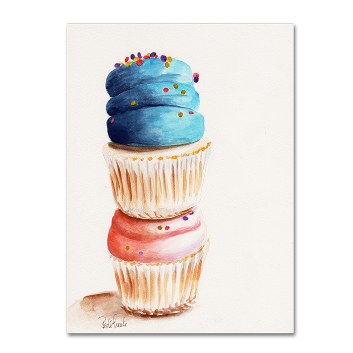 Jennifer Redstreake 'Stacked Cupcakes No Words' 14 X 19 Canvas Art