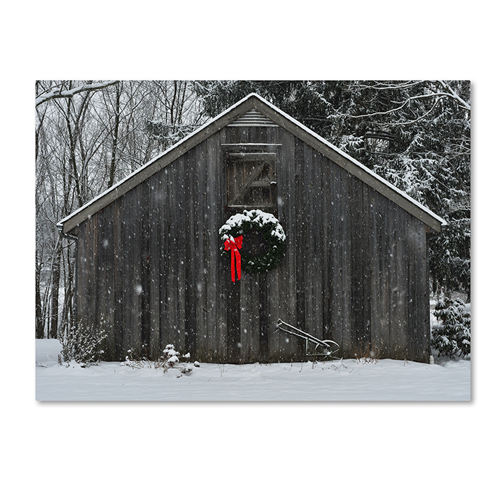 Kurt Shaffer 'Christmas Barn In The Snow' 14 X 19 Canvas Art