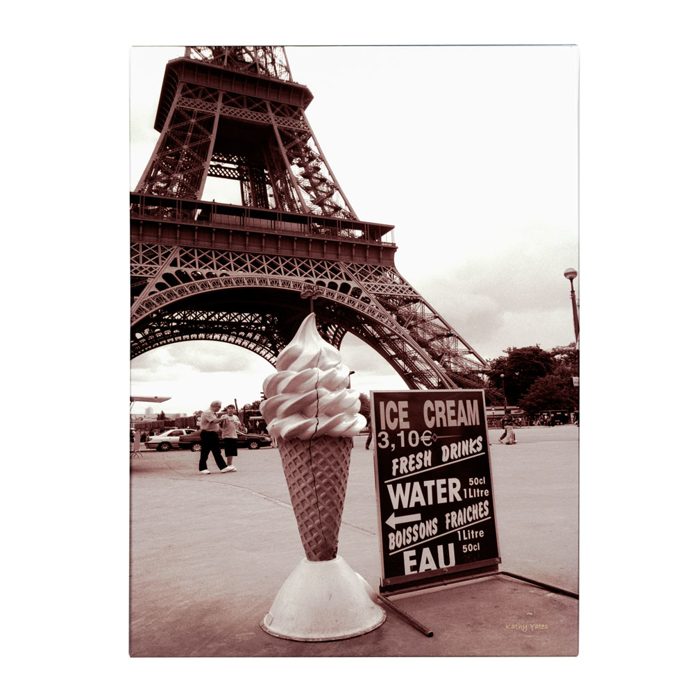 Kathy Yates 'Eiffel Tower With Ice Cream Cone 2' 14 X 19 Canvas Art