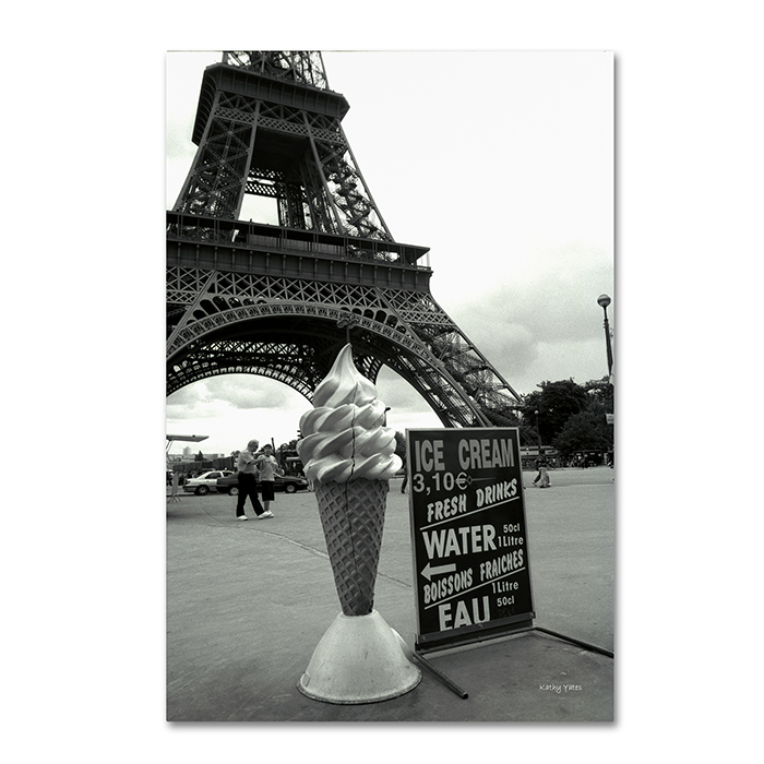 Kathy Yates 'Eiffel Tower With Ice Cream Cone' 14 X 19 Canvas Art