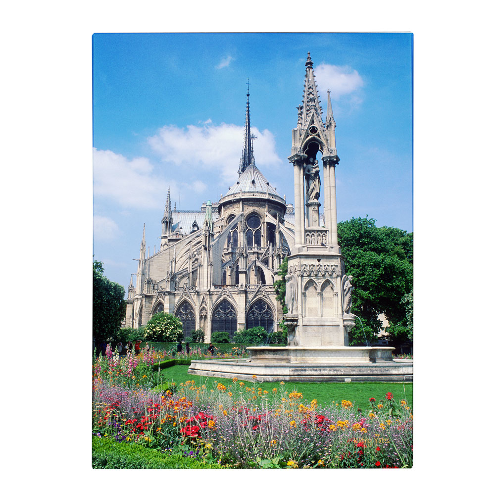 Kathy Yates 'Notre Dame In Spring' 14 X 19 Canvas Art
