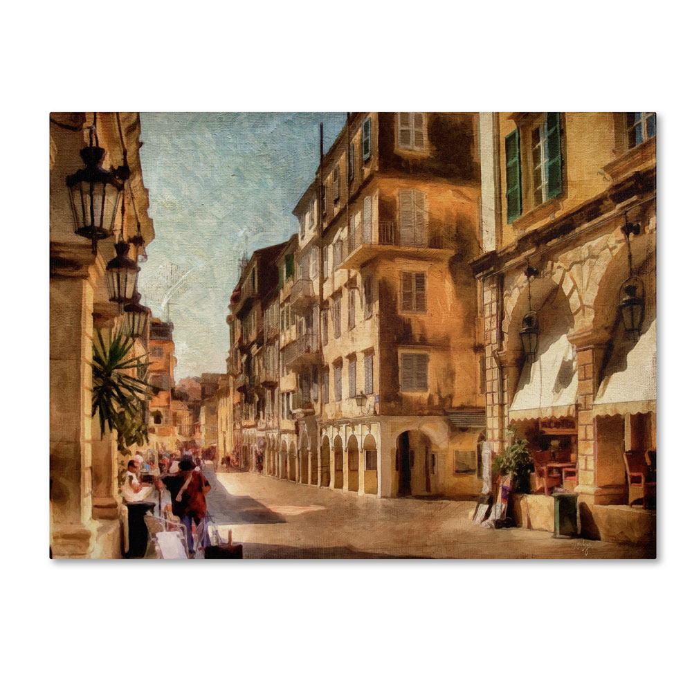 Lois Bryan 'Old Corfu Town-Waiting For The Tourists' 14 X 19 Canvas Art