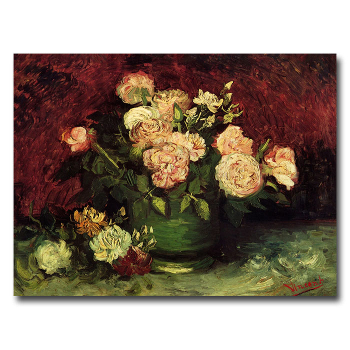 Vincent Van Gogh 'Peonies And Roses' 14 X 19 Canvas Art