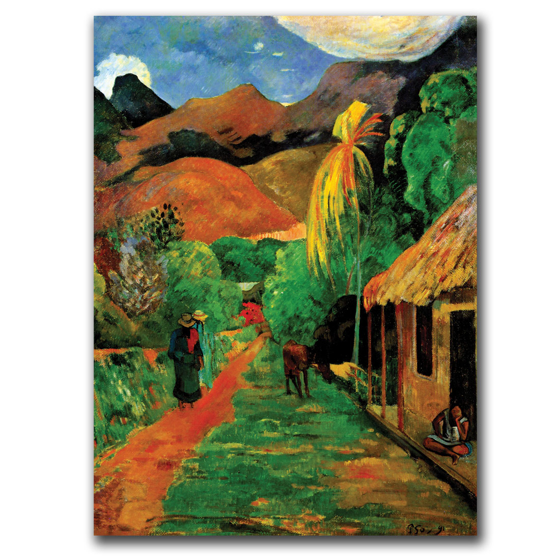 Paul Gaughin 'Rue De Tahiti' 14 X 19 Canvas Art