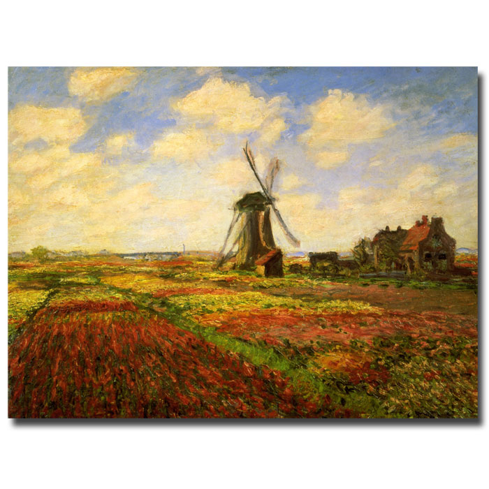 Claude Monet 'Tulips In A Field' 14 X 19 Canvas Art