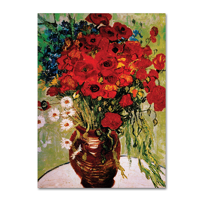 Vincent Van Gogh 'Dasies & Poppies' 14 X 19 Canvas Art