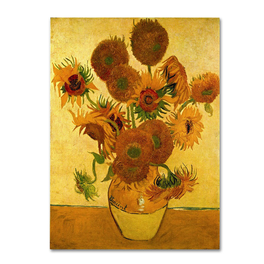 Vincent Van Gogh 'Vase With Sunflowers' 14 X 19 Canvas Art