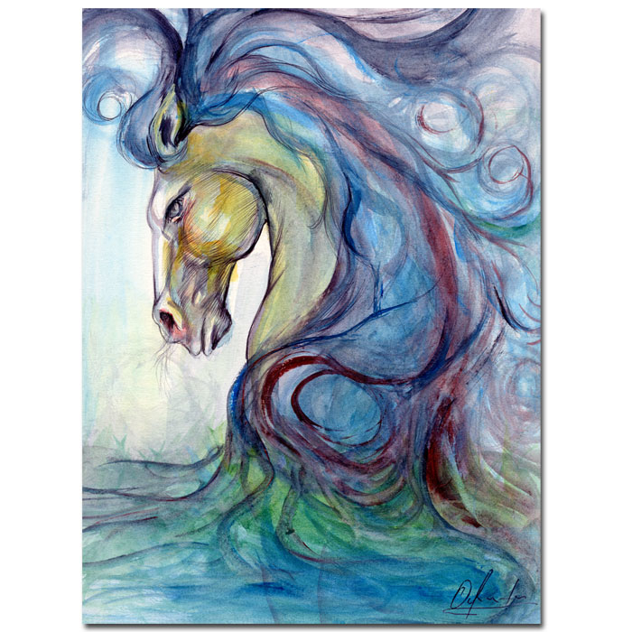Osay 'Caballo Azul' 14 X 19 Canvas Art
