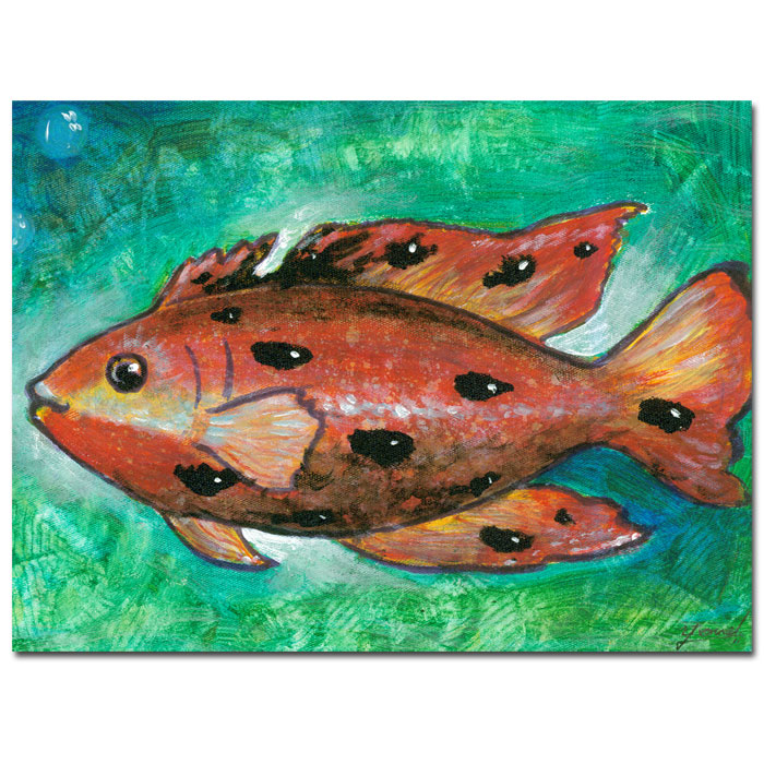 Yonel 'Orange Fish' 14 X 19 Canvas Art