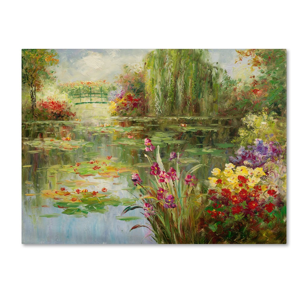 Victor Giton 'Water Lilies' 14 X 19 Canvas Art