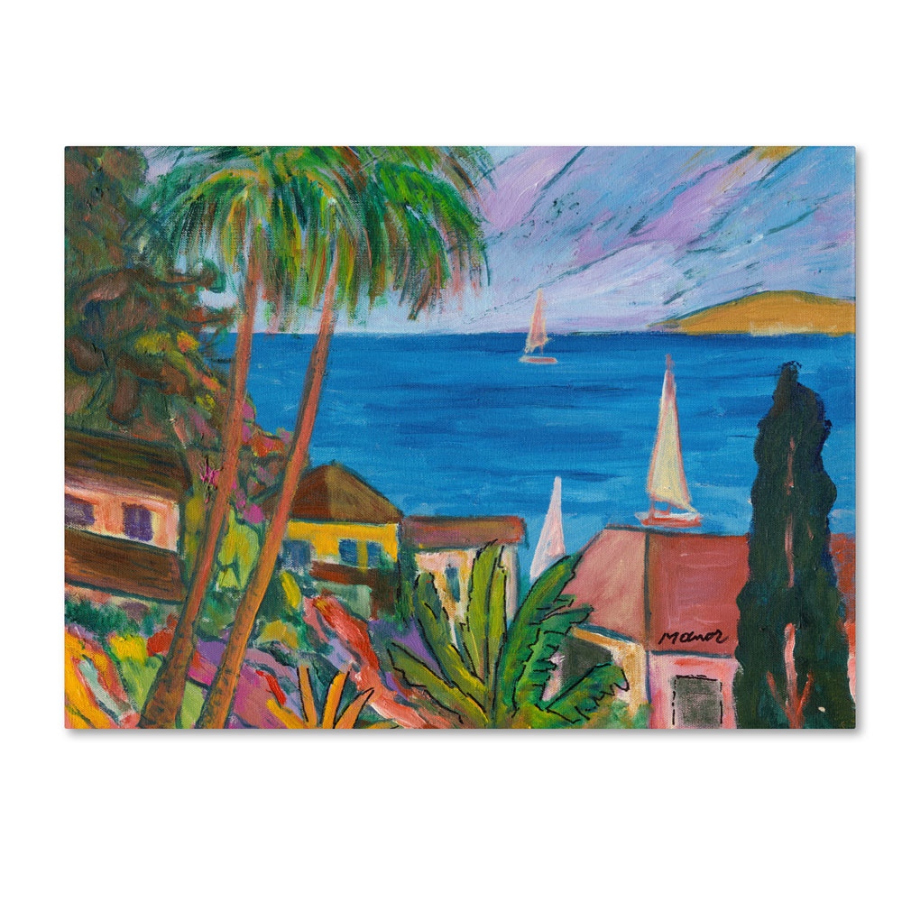 Manor Shadian 'Three Sails On The Pacific' 14 X 19 Canvas Art