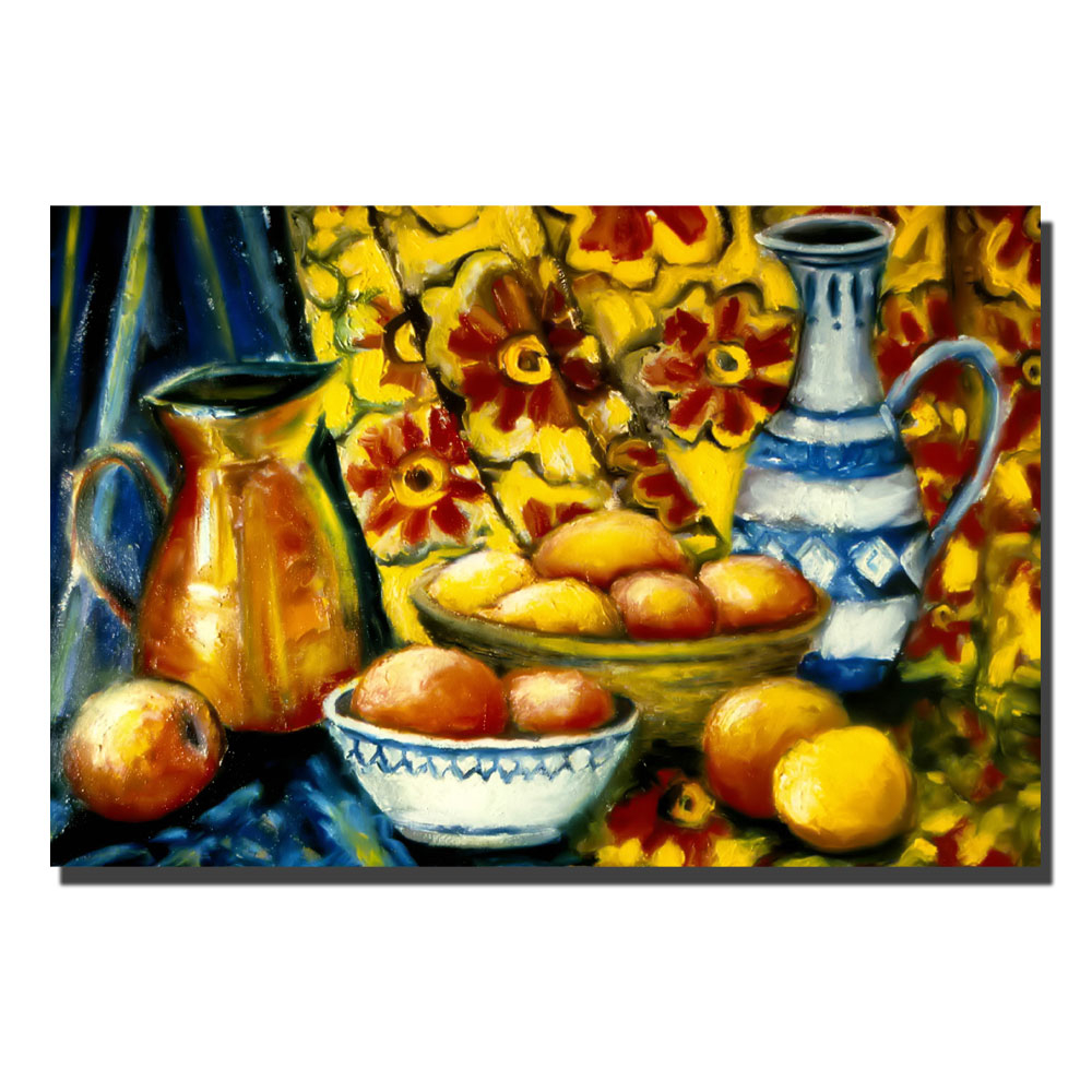 Michelle Calkins 'Still Life With Oranges' 14 X 19 Canvas Art