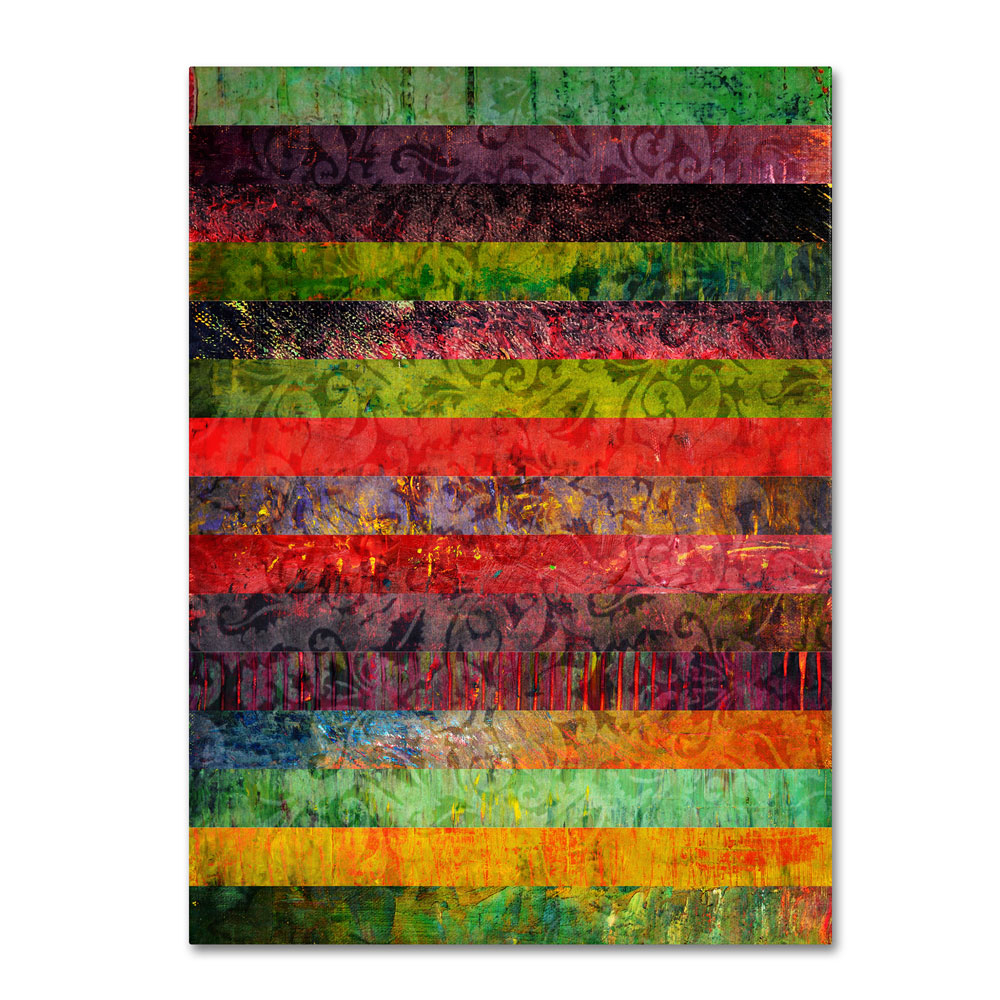 Michelle Calkins 'Brocade And Fifteen Stripes 1' 14 X 19 Canvas Art