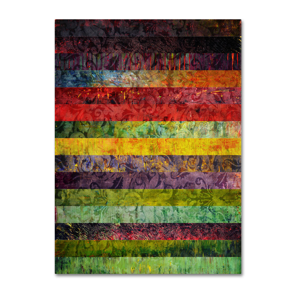 Michelle Calkins 'Brocade And Fifteen Stripes 3' 14 X 19 Canvas Art