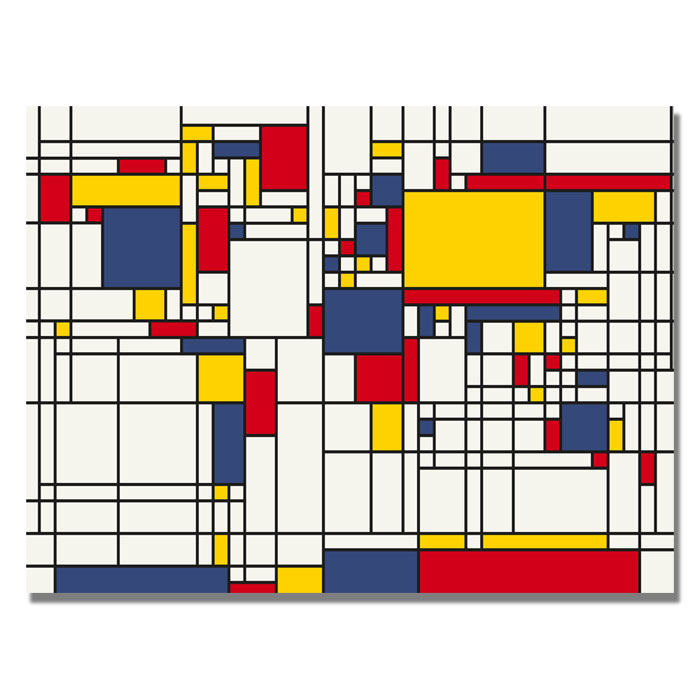 Michael Tompsett 'Mondrian World Map' 14 X 19 Canvas Art