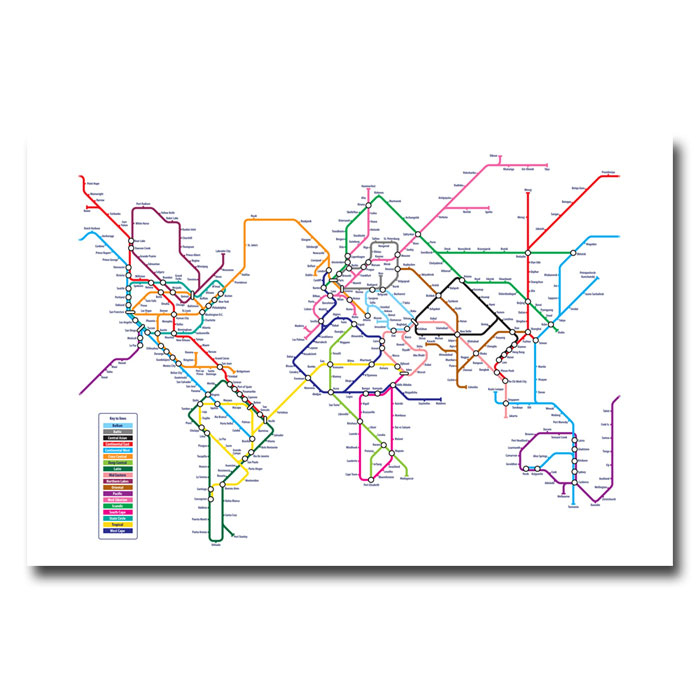 Michael Tompsett 'World Map - Subway' 14 X 19 Canvas Art